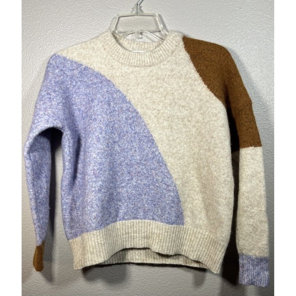 Madewell Women Size XS Cedarbrook Pullover Sweater Colorblock Chunky Minimalist - Picture 1 of 8